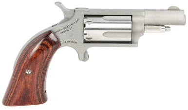 North American Arms 22MGBG MiniRevolver  22 WMR 5 Shot 163 Barrel Stainless Steel BarrelCylinderFrame Exclusive Wood Boot Grip