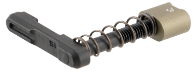 Strike Industries ARSMCFDE Magazine Catch  made of Black Steel with Flat Dark Earth 6061-T6 Aluminum Release Button for AR-Platform