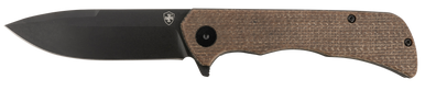 Templar Knife PFMBN321 Paladin  3.27" Folding Drop Point Plain Black Powder Coated D2 Steel Blade, 4.40" Brown Micarta Handle Includes Pocket Clip