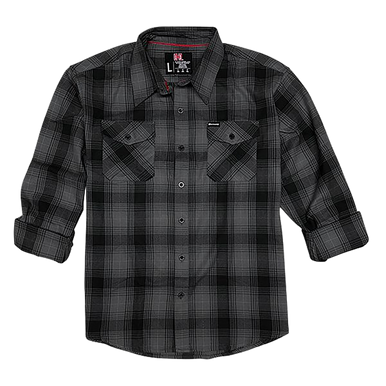 Hornady Gear 32223 Flannel Shirt  Large Gray/Black,  Cotton/Polyester, Relaxed Fit Button Up