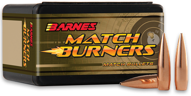 Barnes Bullets 32050 Match Burners  22Cal 77gr Match Burners Boat Tail 100 Per Box/10 Case