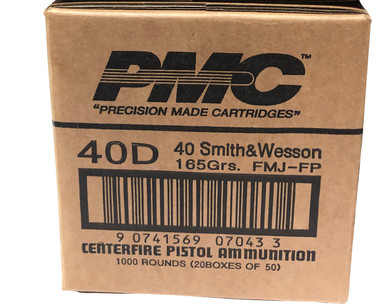 PMC Bronze .40 S&W Handgun Ammo - 165 Grain | FMJ-FP | 1 Case (20 boxes)