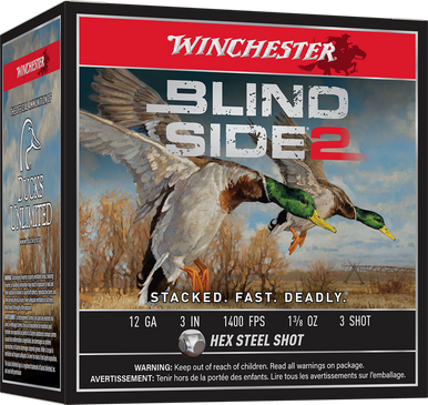 Winchester Blind Side 2 Shotgun Ammo 12 ga. 3 in. 1 3/8 oz. 3 Shot 25 rd.