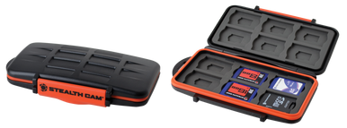 Stealth Cam STCMCSC Memory Card Storage Case  Black/Red Black/Orange Polycarbonate Includes 12 Full Sized SD Cards