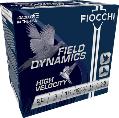 Fiocchi 203HV5 Field Dynamics High Velocity 20Gauge 3" 1 1/4oz 5Shot 25 Rounds
