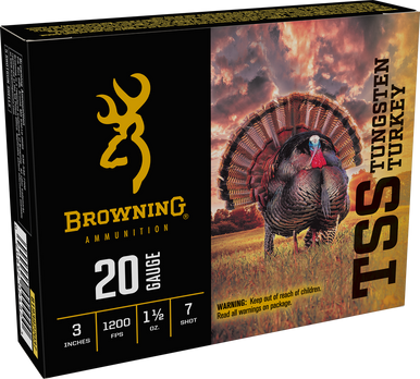 Browning Ammo B193922037 TSS Tungsten Turkey 20Gauge 3" 1 1/2oz Tungsten 7Shot 5 Rounds