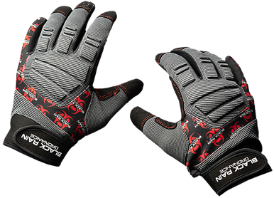 Black Rain Ordnance TACTGLOVEGRY/BLK/RD Tactical Gloves  Black/Gray/Red Small Velcro