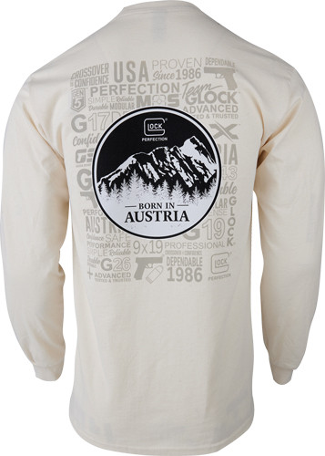 Glock AP96074 Born In Austria  Tan Pre-Shrunk Cotton Long Sleeve XL
