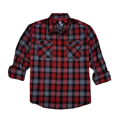 Hornady Gear 32196 Flannel Shirt  3XL Red/Black/Gray,  Cotton/Polyester, Relaxed Fit Button Up