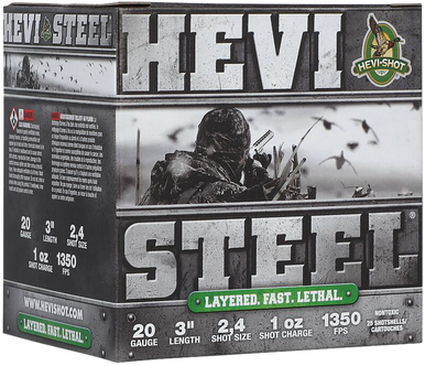 HEVI-Shot HS62024 HEVI-Steel Waterfowl 20Gauge 3" 1oz 2/4Shot 25 Per Box/10 Case