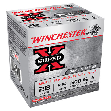 Winchester SuperX 28 Gauge High Velocity Steel Shot 5/8 Ounce 250 Rounds