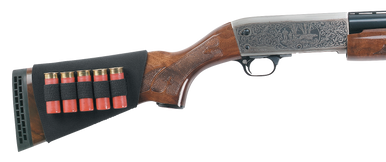 Uncle Mike's 88493 Buttstock Shell Holder  made of Neoprene with Black Finish & Sewn-On Elastic Loops Holds up to 5rds for Shotguns
