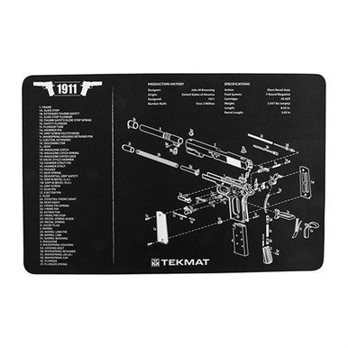 TekMat 1911 Cleaning Mat Rubber 11"x17" Parts Diagram for Handguns