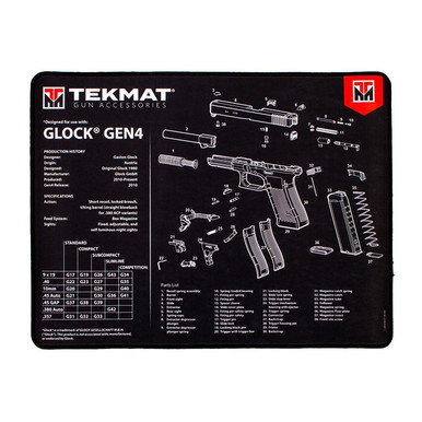 TekMat TEKR20GLOCKG4 Glock Gen4 Ultra 20 Cleaning Mat Glock Gen4 Parts Diagram 15" x 20"