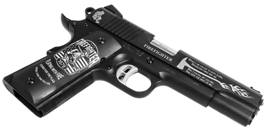 Fusion Firearms 1911REACTION45F 1911 Reaction Firefighter Tribute .45 ACP 5" Black w/Graphics Serrated Slide Matte Black Oxide