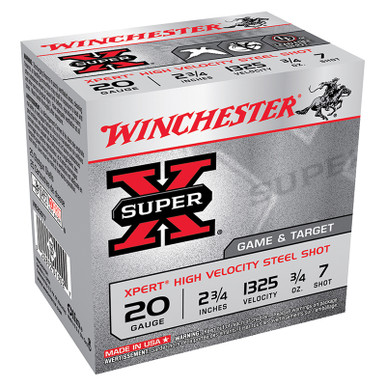 Winchester SuperX 20 Gauge 2.75" 3/4 Ounce High Velocity Lead #7 Shot 250 Rounds