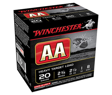 Winchester AA Heavy Target Load 20 Gauge 1 Ounce #8 Shot 250 Rounds