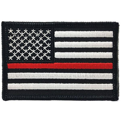 Thin Red Line American Flag Patch, 2 x 3 Inches, Sew On