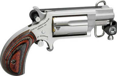 NAA MiniRevolver w Belt Buckle 22 WMR StainlessMatte Wood 113 in 5 rd