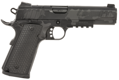 Girsan 391157 MC1911 S Influencer Full Size 45 ACP 8+1 5" Black Steel Barrel, Black Camo Optic Ready/Serrated Steel Slide & Frame w/Picatinny Rail & Beavertail, Black Polymer Grip