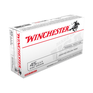 Winchester USA 45 GAP Jacketed Hollow Point 230 Grain 50 Rounds