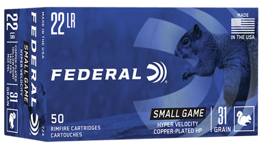 Federal Game-Shok 22 Long Rifle Copper Plated Hollow Point 31 Grain 50 Rounds