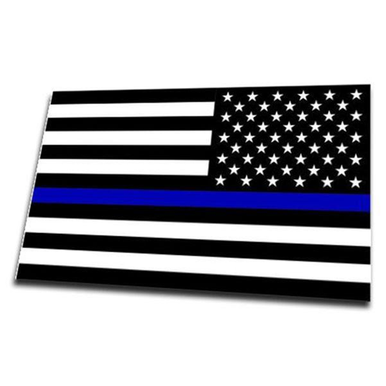 Thin Blue Line American Flag Sticker, Reverse, 6 x 4 Inches