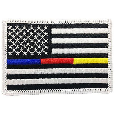 Blue/Red/Gold American Flag Patch, 2 x 3 Inches, Sew On
