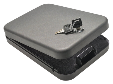 SnapSafe 75200 Lock Box  Large Key Entry Black Steel Holds 1 Handgun 9.50" L x 6.50" W x 1.75" D