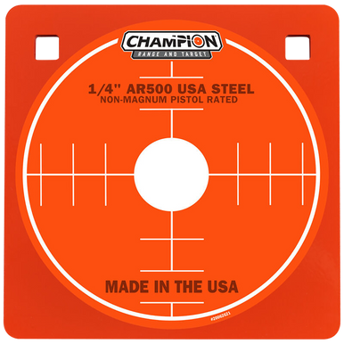 Champion Targets 44909 Center Mass  8" Pistol Gray AR500 Steel Square 0.25" Thick Hanging