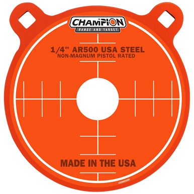 Champion Targets 44910 Center Mass Gong 8" Pistol Gray AR500 Steel Gong 0.25" Thick Hanging