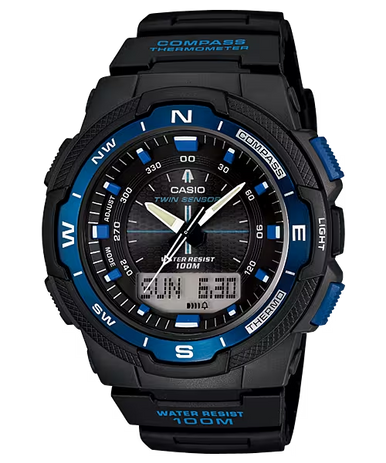 Dual Sensor Analog-Digital Watch w/ Digital Compass & Thermometer