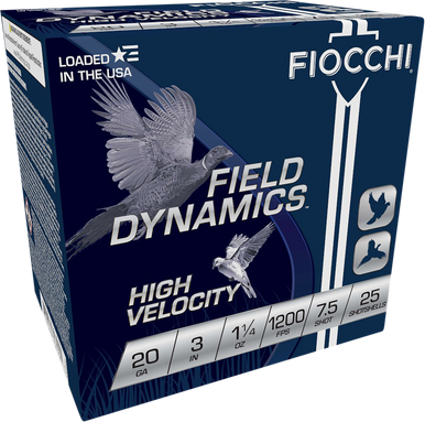 Fiocchi 203HV75 Field Dynamics High Velocity 20Gauge 3" 1 1/4oz 7.5Shot 25 Rounds