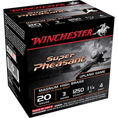 Winchester Super Pheasant Plated High Velocity 20 ga. 3 in. 1 1/4 oz. 4 Shot 25 rd.
