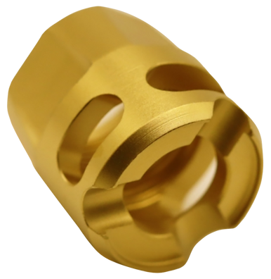 True Precision Inc TPYMICROG Micro Compensator Y-Type Gold 416R Stainless Steel 1/2x28 Threads 9mm