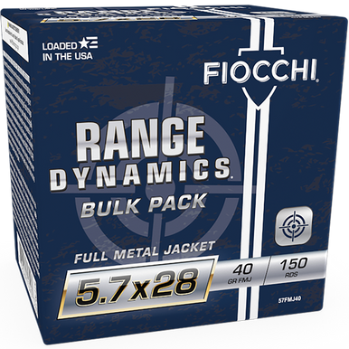 Fiocchi 57FMJ40 Range Dynamics  5.7x28mm 40gr Full Metal Jacket 150 Rounds
