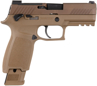 Sig Sauer P320 M18, 9mm Luger, 3.9in. Barrel, 17rd, Optic Cut, Coyote PVD Serrated Slide, Coyote PVD Steel Frame w/Picatinny Rail, Coyote Polymer Grips Ambidextrous - Coyote (320CA9M18MS)