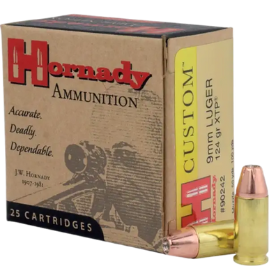 Hornady Custom Pistol Ammo 9mm Luger 124 gr. XTP Jacket Hollow Point 25 rd.