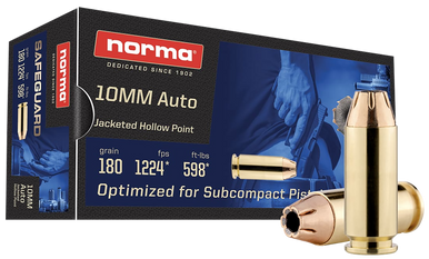 Norma Ammunition 801109265   10mm 180gr Jacketed Hollow Point 50 Rounds
