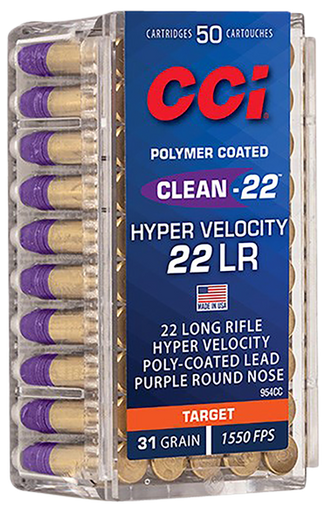 CCI Clean-22 Hyper Velocity 22 Long Rifle Lead Round Nose 31 Grain 50 Rounds