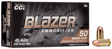 CCI 5230 Blazer Brass Handgun 45ACP 230gr Full Metal Jacket 50 Rounds