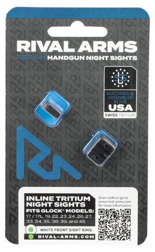 Rival Arms RA4B231G In-Line MOS Night Sights for G17/G19  Green Tritium White Outline Front Sight-Green Tritium White Outline Rear Sight