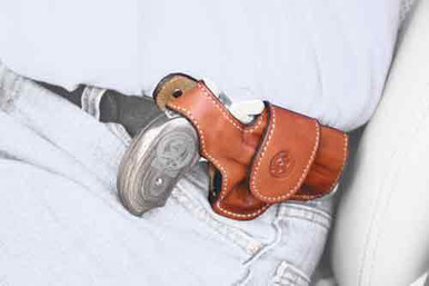 Bond Arms Leather Driving Holster RH 3.5" Barrel Tan with White Stitching