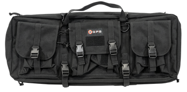 GPS Bags DRC28 Double Rifle Case Black 600D Polyester w/ 2 Padded Pistol Sleeves MOLLE Webbing & Lockable Zippers