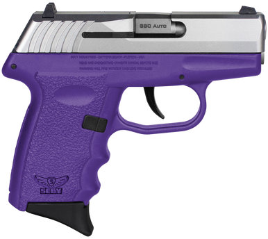 SCCY Industries CPX-3TTPU CPX-3  Sub-Compact Frame 380 ACP 10+1, 3.10" Stainless Quadlock Barrel, Serrated Stainless Steel Slide, Purple Polymer Frame w/Finger Grooves, No Safety, Right Hand