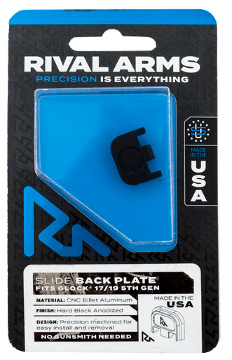 Rival Arms RA43G004A Slide Back Cover Plate  Double Stack Black Anodized Aluminum for Glock 17/19 Gen5