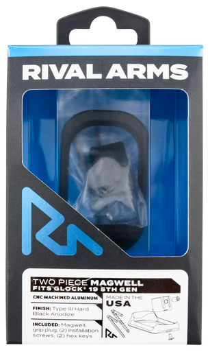 Rival Arms RARA70G221A Two Piece Magwell  Compatible w/Glock 19 Gen5, Black Anodized Aluminum