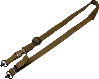 TacShield Warrior 2n1 Sling Padded Web Quick Adjuster QD Push Button Swivel Coyote Brown