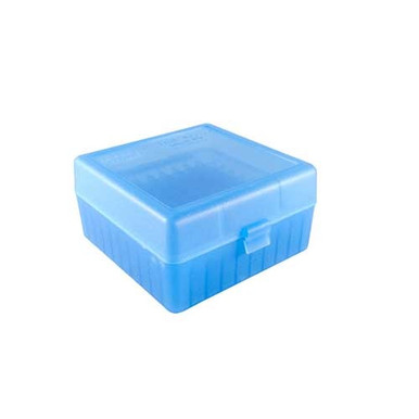 MTM Case-Gard RM10024 Ammo Box Flip-Top Multi-Caliber Rifle Clear Blue Polypropylene 100rd