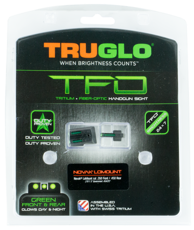 TruGlo TG131NT4 TFO  Green/Tritium/Fiber Optic Front Sight-Green/Tritium/Fiber Optic Rear Sight 1911 Officer/Commander